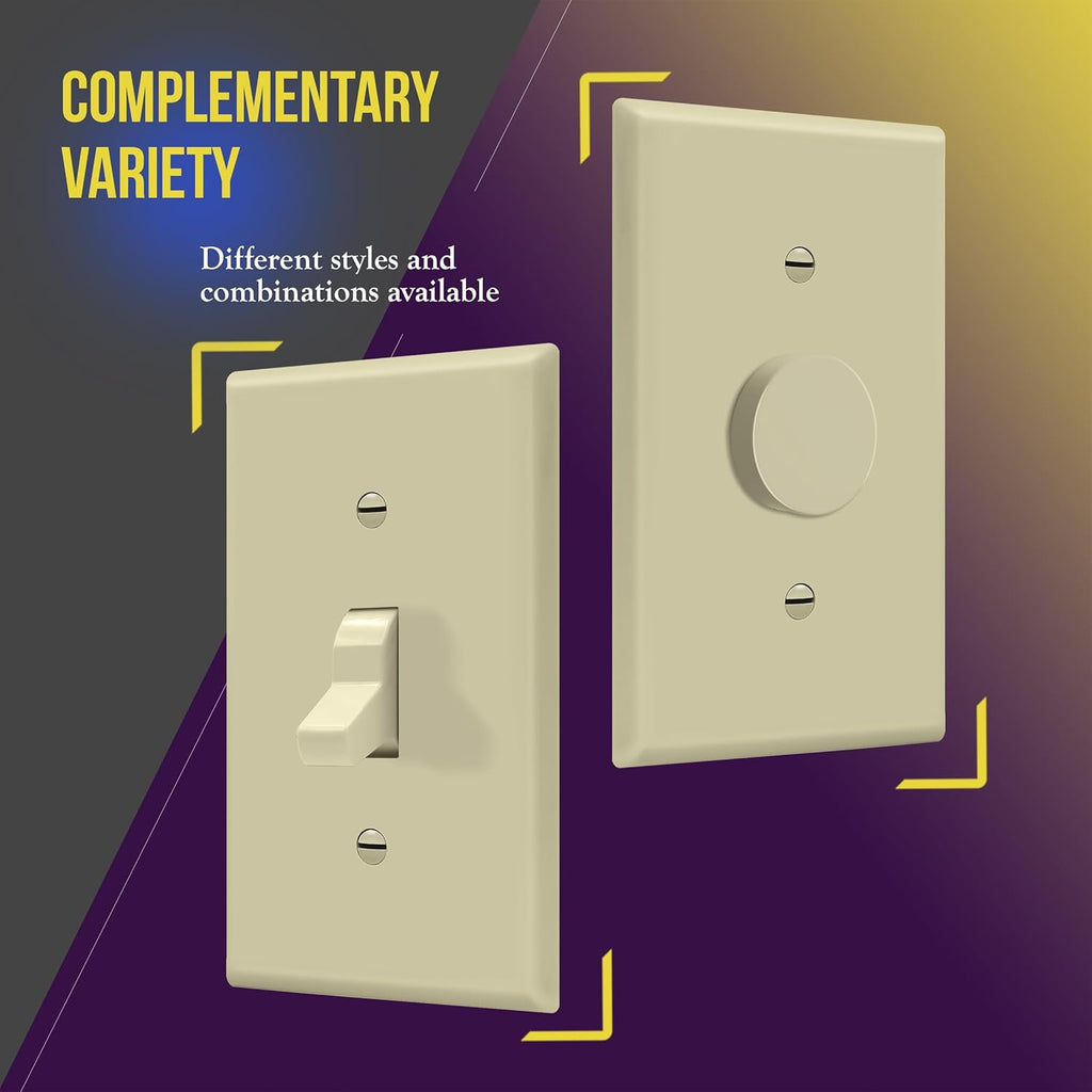 ENERLITES Toggle Light Switch Wall Plate, Size 1-Gang 4.50" x 2.76", Unbreakable Polycarbonate Thermoplastic, 8811-I, Ivory