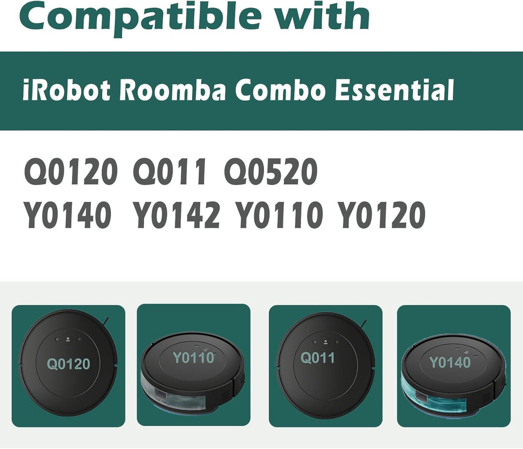 19 Pcs Replacement Parts for iRobot Roomba Combo Essential Q0120 Y0140 Q0520 Y0110 Y0120 Y0142 Q011 Robot Vacuum Cleaner Accessories，2 Roller Brushes，4 Filters，4 Mop pads，8 Side Brushes