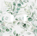 Boho Green Eucalyptus Leaf Floral Plants Flowers Decorative Switch Plates 2 Gang Double Toggle Outlet Light Switch Cover Wall Plate Electrical Faceplate for Bed Room Living Room Decor