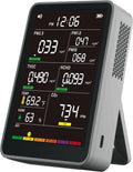 Professional Indoor Air Quality Monitor with AQI Beep Alarms, Portable Real-Time Detector for Home Cars Plants and Pets (Gray)