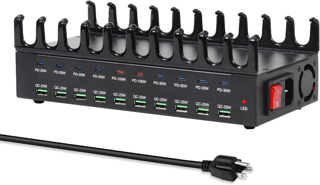 690W Charging Station for Multiple Devices, 20-Port USB C Fast Charging Station with Double 100W PD PPS Port, Multi Device Fast Charger Dock for MacBook Pro Laptop, iPhone, iPad, Tablet, Cell Phone
