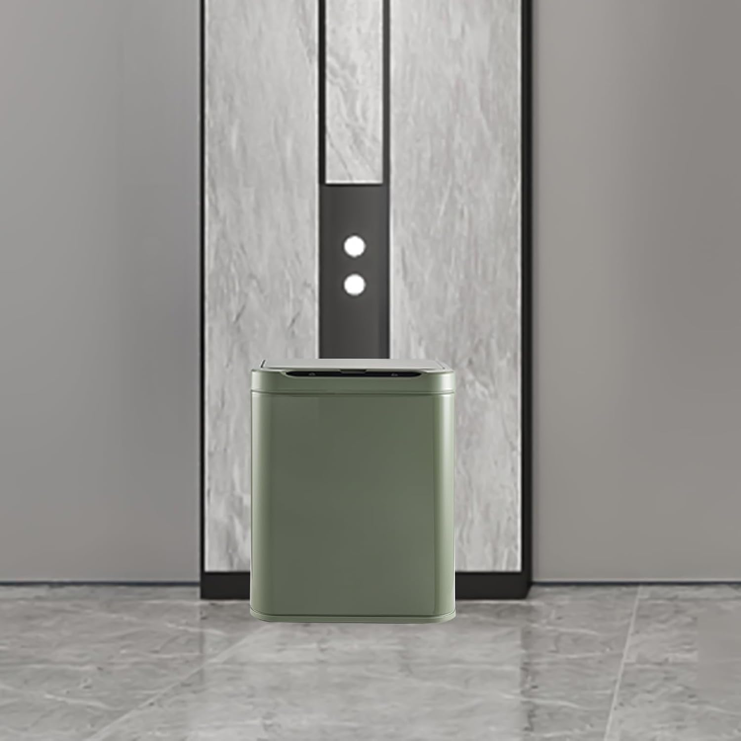 ELPHECO Stainless Steel Office Trash Can Motion Sensor Garbage Can Touchless Smart Trash Can Automatic Waste Bin for Kitchen, Office, Bathroom (Avocado Green, 3.5 Gallons)