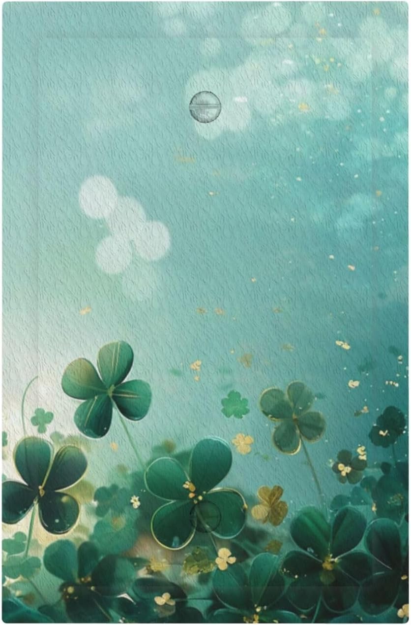 Decorative Light Switch Plate Covers Rustic Green Lucky Four leaf Clover 1 Gang No Device Single Blank Outlet Covers Wall Plate Light Switch Cover Plate for Bedroom Home Decor