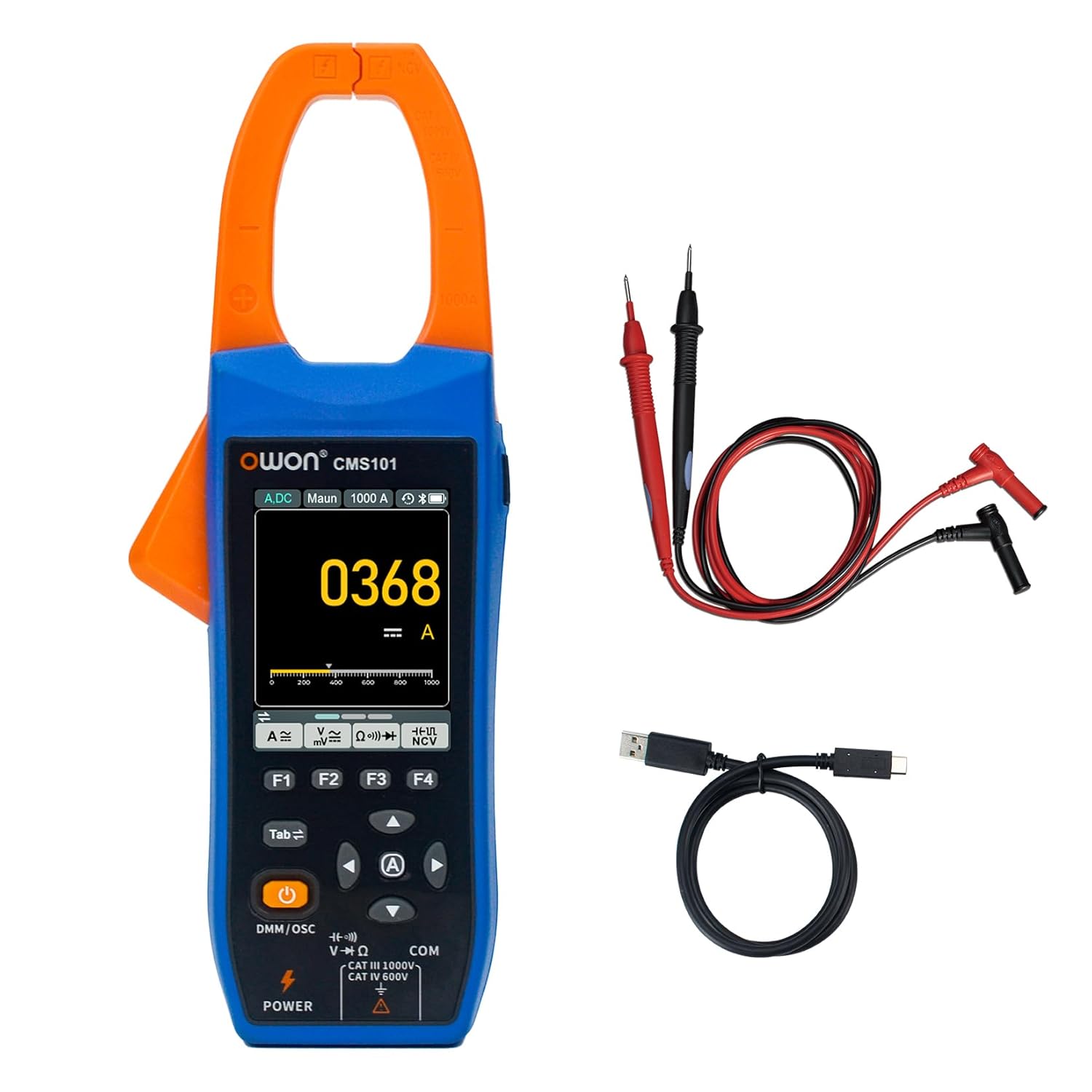 OWON Digital Clamp Meter with 2.8-inch IPS LCD Display, AC/DC Oscilloscope Function 3 in 1, 20000 Count True RMS Auto-ranging Current Meter, Bluetooth Current Meter and Oscilloscope