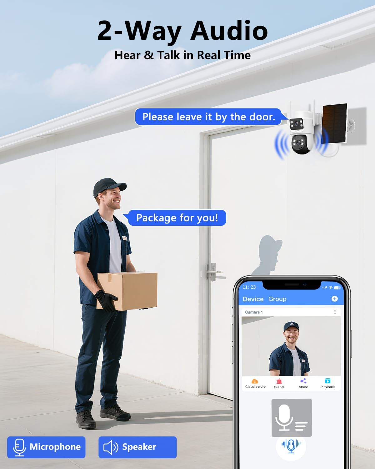WEILAILIFE 【Auto Tracking & 2-Way Audio】 WiFi Home Video Surveillance Systems, Security Cameras Wireless Outdoor, Solar Powered PTZ Security Camera System DVR Kits
