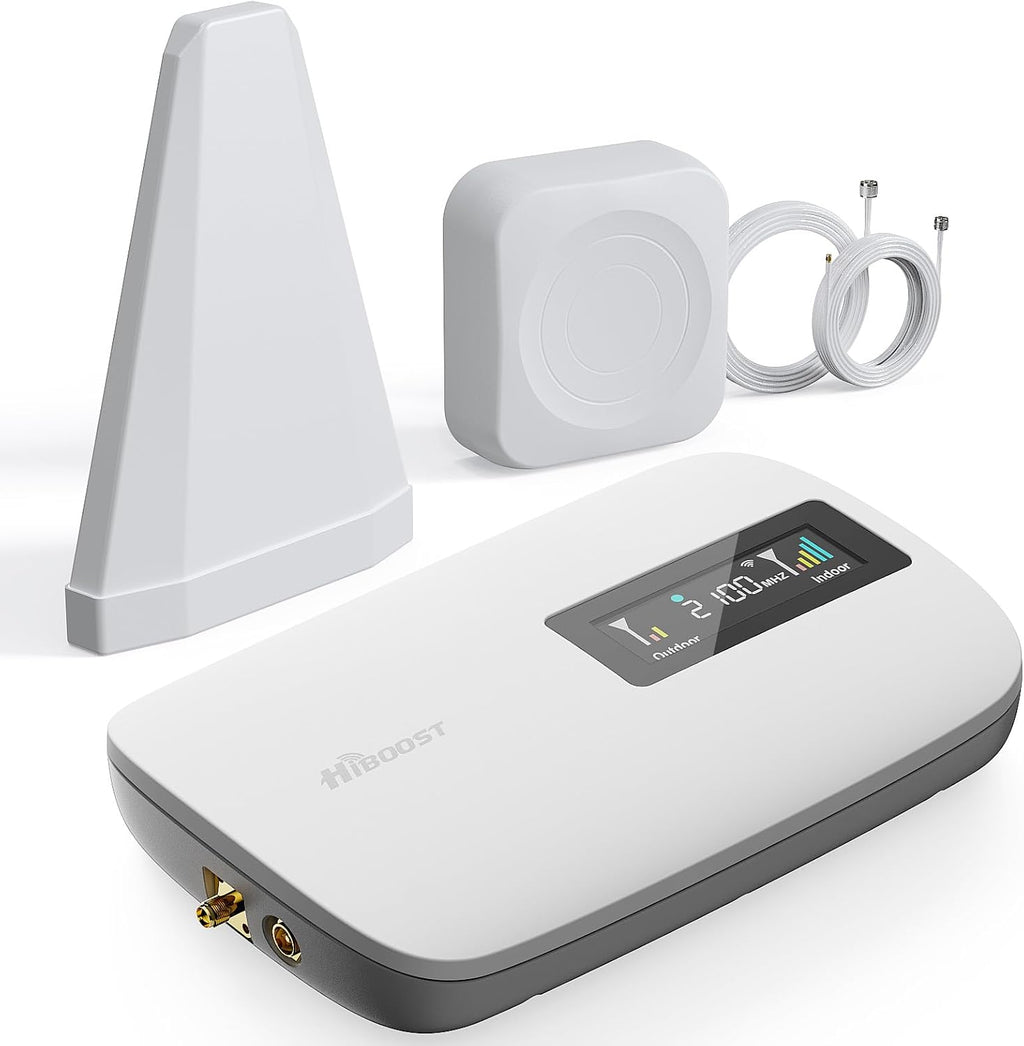 Cell Phone Booster for Home Office | Up to 2500 Sq Ft | Cell Phone Signal Booster Boosts 5G, 4G LTE for All U.S. Carriers—Verizon, AT&T, T-Mobile&More | HD Display | App Support | FCC Approved
