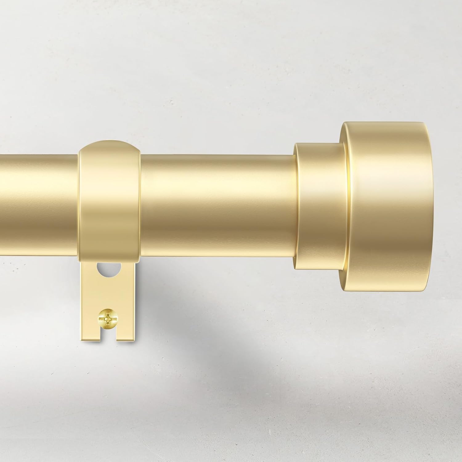 Curtain Rods for Windows 32 to 240, 1 Inch Adjustable Gold Heavy Duty Long Window Curtain Rod, Modern Outdoor Drapery Rods with Simple End Caps, Size 32"-240"