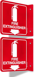 T&R Fire Extinguisher Sign, Fire Extinguisher with Down Arrow - 2 Pack - 6 x 6 Inches Acrylic, 2 pre-drilled holes, Includes Matching Screws, Use for Home Office/Business