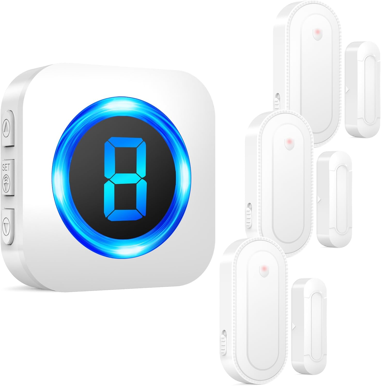 SURFOU Doorbell Chime with 3 Sensors 1 Receiver,Door Chimes When Door Opens,Door Sensor Chime,Alarms for Business/Home,Digital Doorbell Chime,55 Chimes 5 Volumes,1000FT/300M,IP55 Waterproof