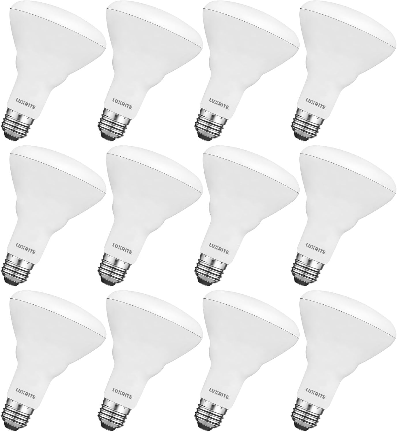 LUXRITE 12-Pack BR30 LED Bulb, 65W Equivalent, 3500K Natural White, Dimmable, 650 Lumens, LED Flood Light Bulbs, 8.5W, Energy Star, E26 Medium Base, Damp Rated, Indoor/Outdoor - Living Room, Kitchen