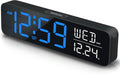 Peakeep Large Display Digital Alarm Clock for Bedrooms, Date Day of Week Calendar Desk Table Clocks for Living Room Office, Dimmable Plug in Electric Clock, 5 Volumes, Loud, Auto DST