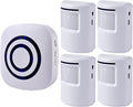 Seanme Motion Sensor Alarm, Wireless Driveway Alarm, Home Security Business Detect Alert with 4 Sensor and 1 Receiver,38 Chime Tunes - LED Indicators for Indoor Use