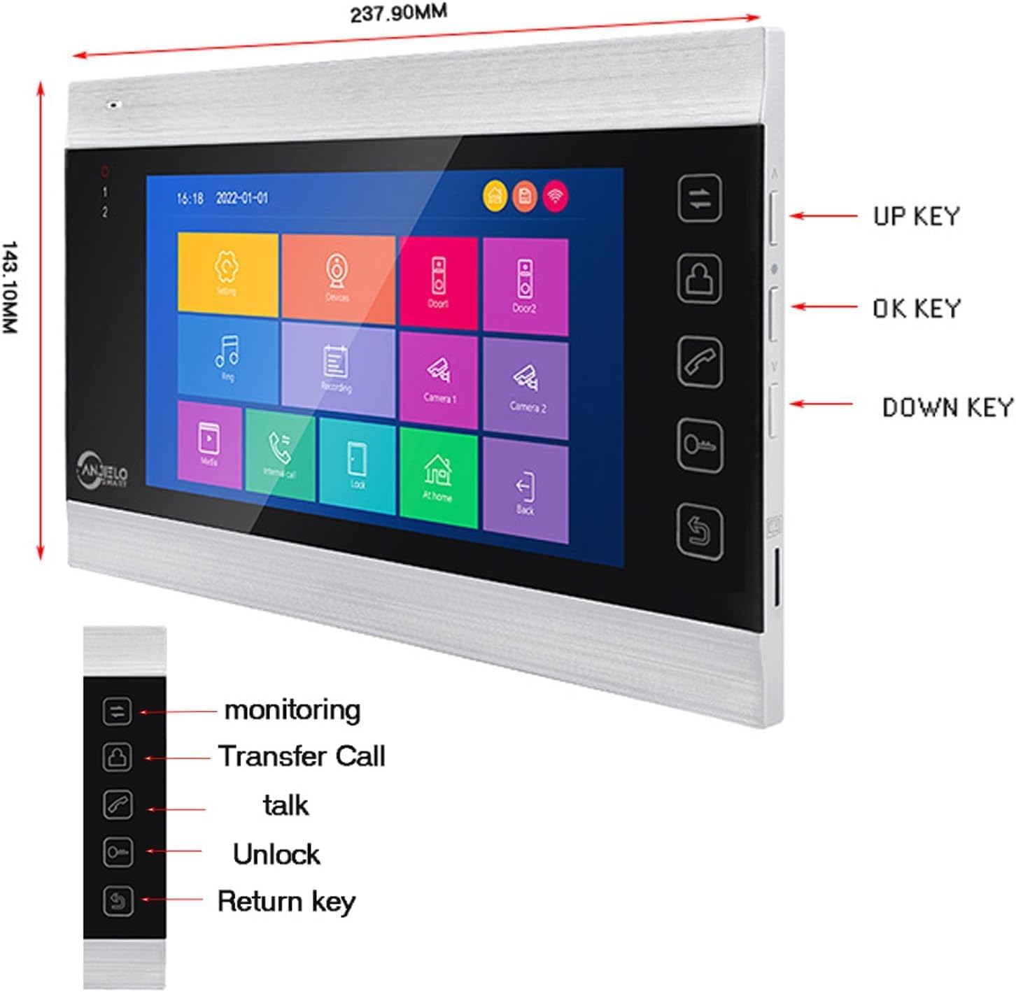 WiFi Video Intercom System with 1080P 160°Wide HD Camera 7 lnch Wired Screen Monitor with Night Vision Motion Detect for Vally Apartment,Tuya (Two doorbell,Three Monitor)
