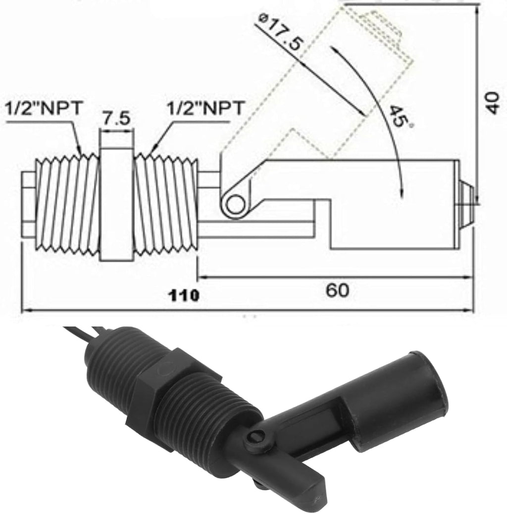 Walfront 2Pcs PP Water Level Sensor Water Level Sensor Control Horizontal Liquid Mount Switch for Measuring Level(A), Liquid