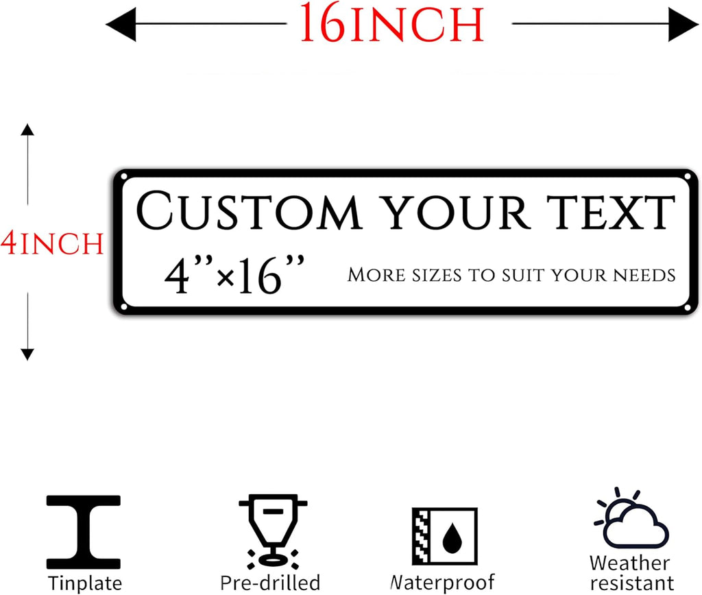 Custom Sign,street signs customized，Double-sided reflective,Aluminum Weatherproof Metal Sign Multiple Sizes, Customize for shops, Business, Workplace, office, Home, Delivery Signs(4 * 16 Inch)