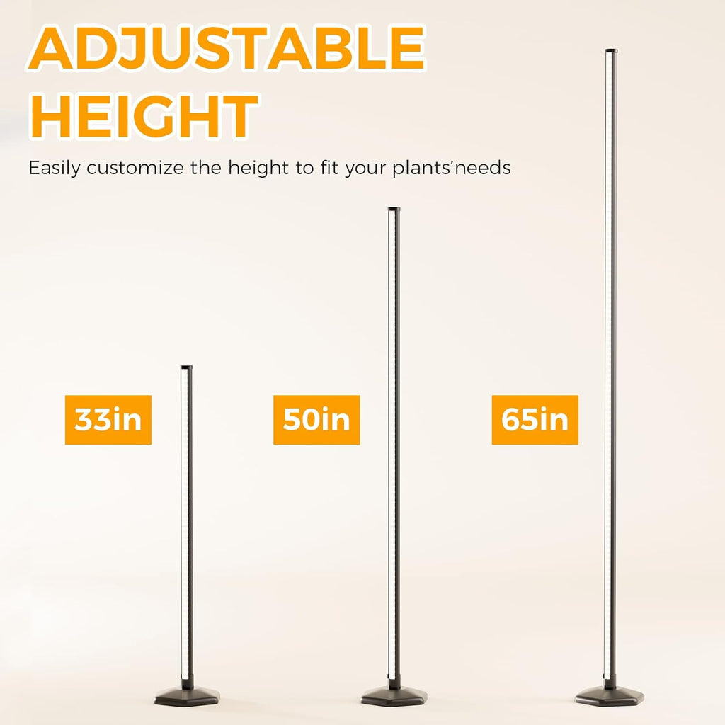 Standing Grow Light with Timer, 192 LEDs, 65 Inch Full Spectrum Vertical Plant Lamp Bar for Indoor, 3 Light Modes, 10 Level Dimmable Floor Grow Light, Mimic Sunlight to Tall Plants & Flowering