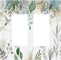 Green Tropical Palm Leaves Flower Plants Hummingbird Decorative Outlet Covers 2 Gang Double GFCI Rocker Electrical Wall Panels Light Switch Cover Plate for Bed Room Living Room Decor