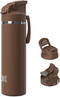 OISIZ Insulated Water Bottle 24 oz with 2 in 1 Spout and Straw Lid,One Click Safety Lock,100% Leakproof,Keep Cold 24H,Vacuum Stainless Steel Water Bottle for School,Travel and Sports,Dishwasher Safe