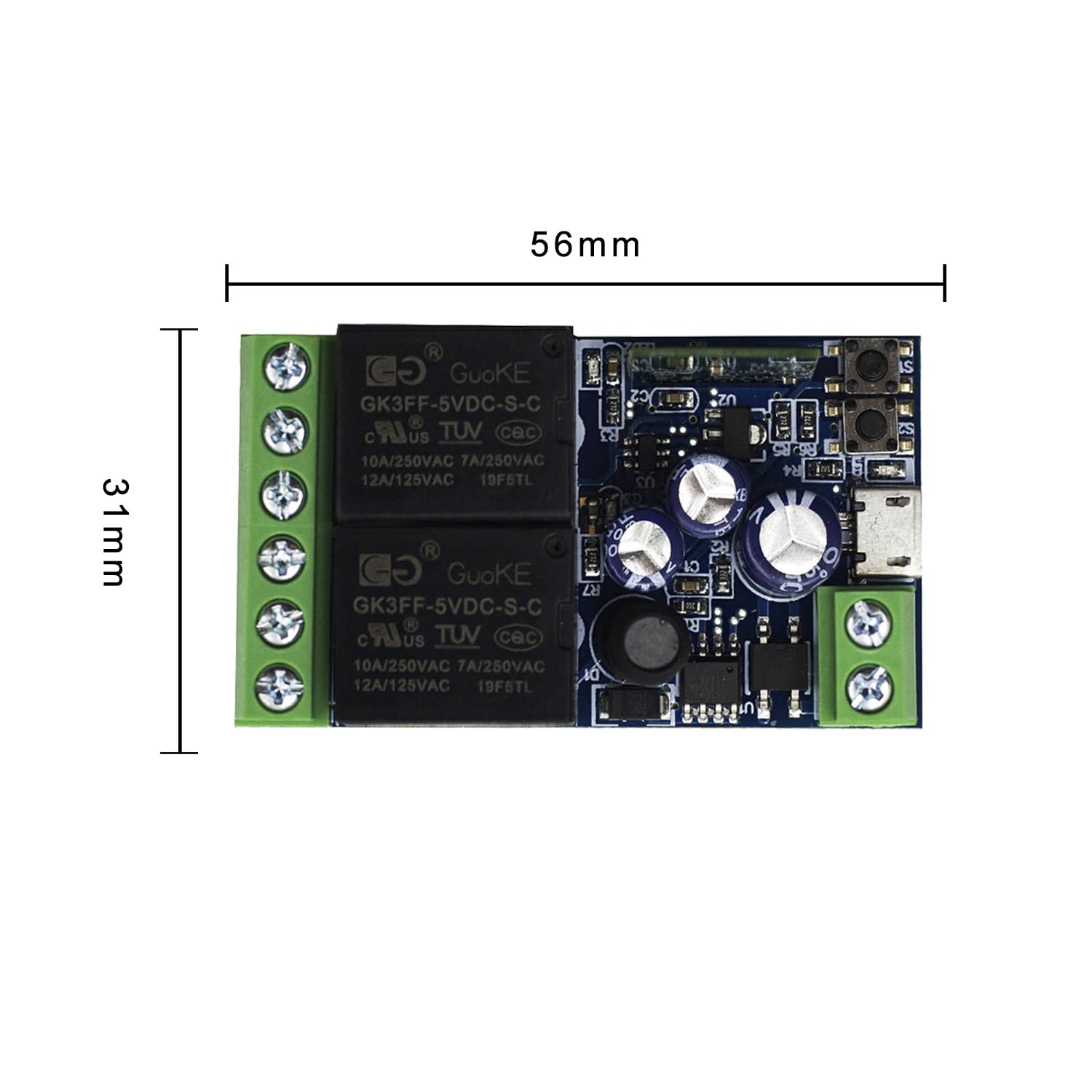 Ewelink WiFi Wireless Smart Relay Module USB DC 5v/12v/24v/48v 2 Channel Switch for Garage Door, Rolling Shutter Door, Electric Curtain