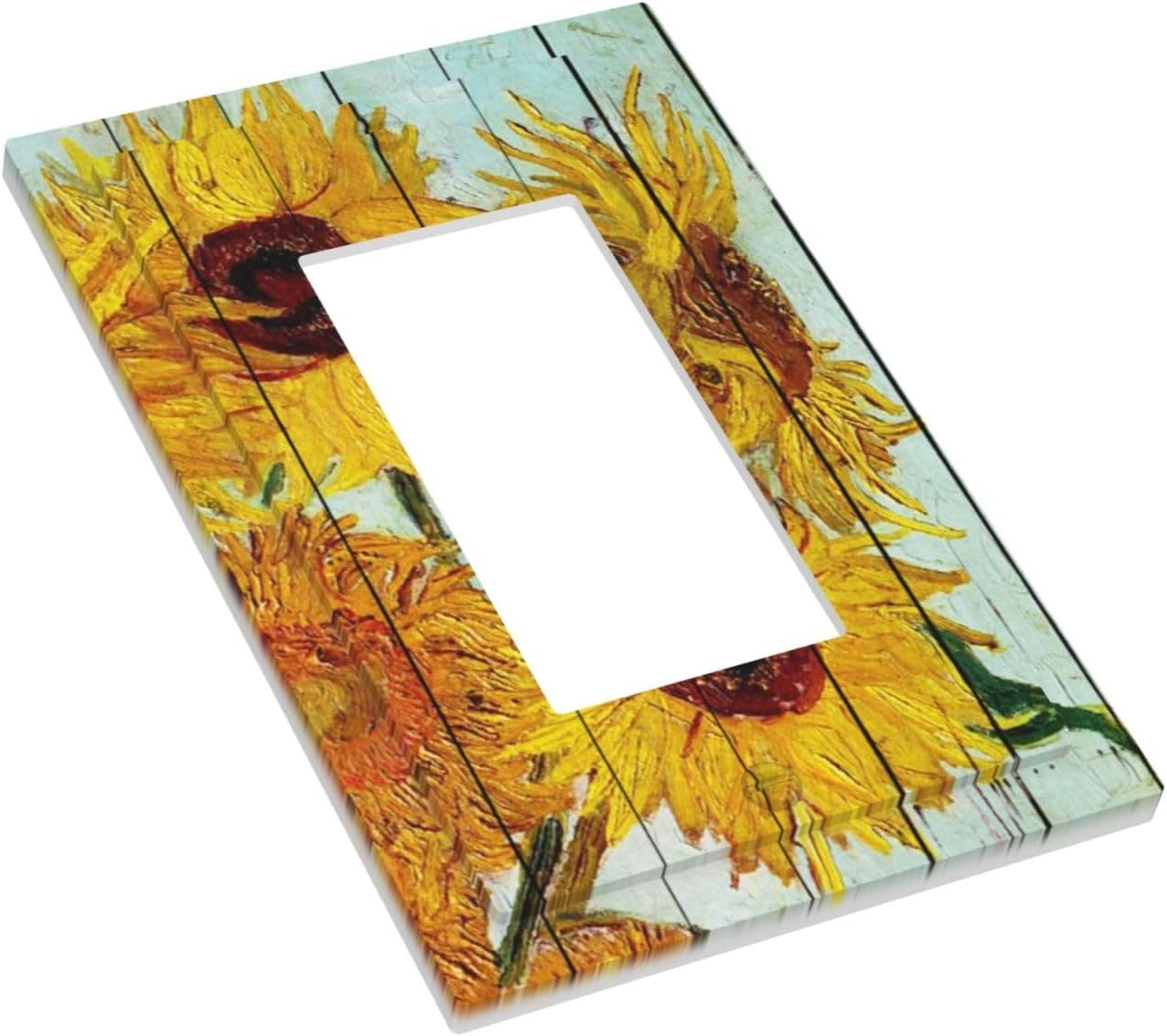 Decorative Outlet Covers Sunflowers Oil Paintings Wood Floral 1 Gang Single Rocker Light Switch Cover Plate Wall Plates Gfci Faceplate For Farmhouse Bed Room Decor