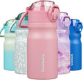 BJPKPK Stainless Steel Insulated Water Bottle with Straw Lid 14oz Reusable Metal Thermal Flask Bottles Keep Cold and Hot,Light Pink
