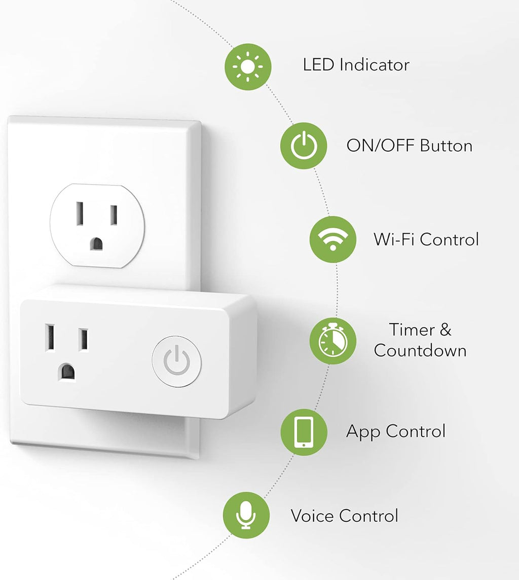 BN-LINK WiFi Heavy Duty Smart Plug Outlet, No Hub Required with Timer Function, White, Compatible with Alexa and Google Assistant, 2.4 Ghz Network Only (4 Pack)