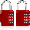 ZHEGE Combination Padlocks, 4 Digit Number Code for Gym, School, Locker Lock, Employee Lock (Red, Pack of 2)