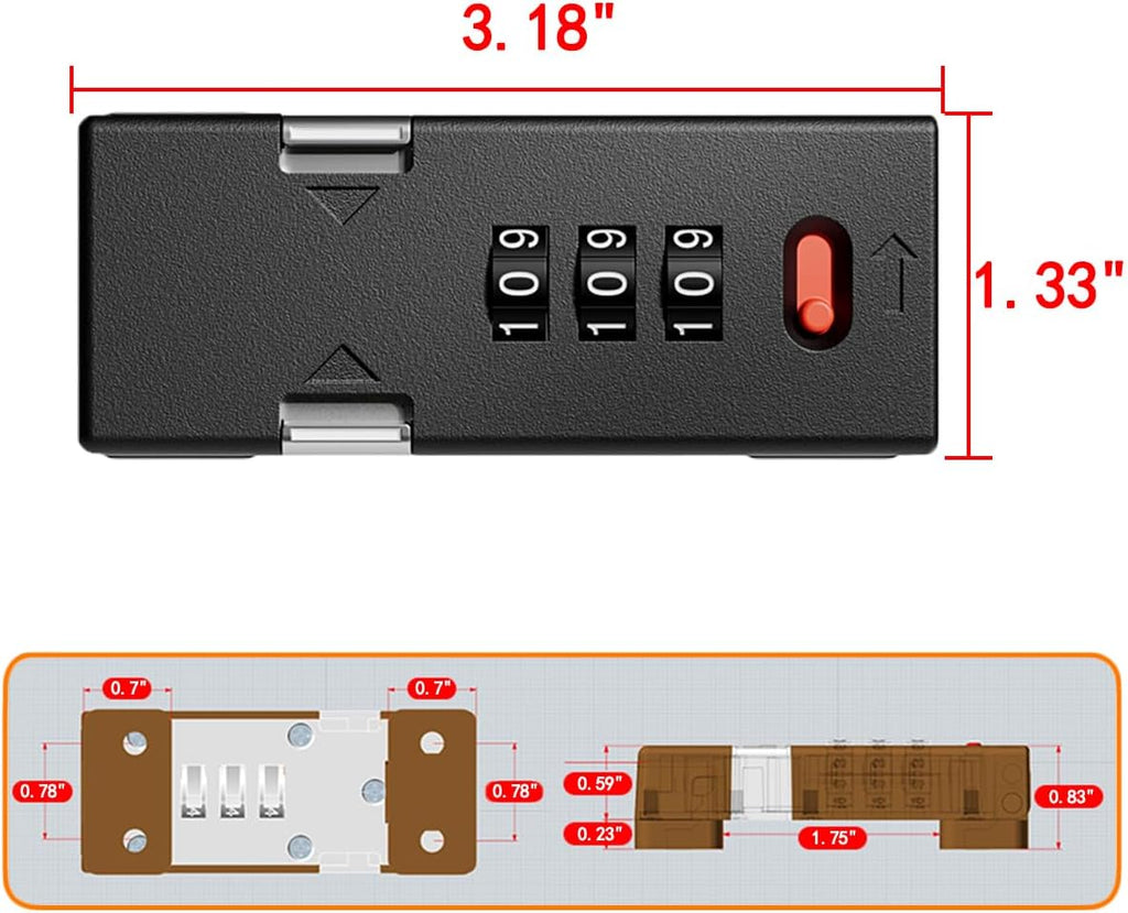 Cabinet Lock，Barn Door Latches,3-Digit Combination Security Locks,Combination Security Lock,for Office File Cabinet,Drawers,Locker,Small Door,Cupboard (1, Black_180 Degree)