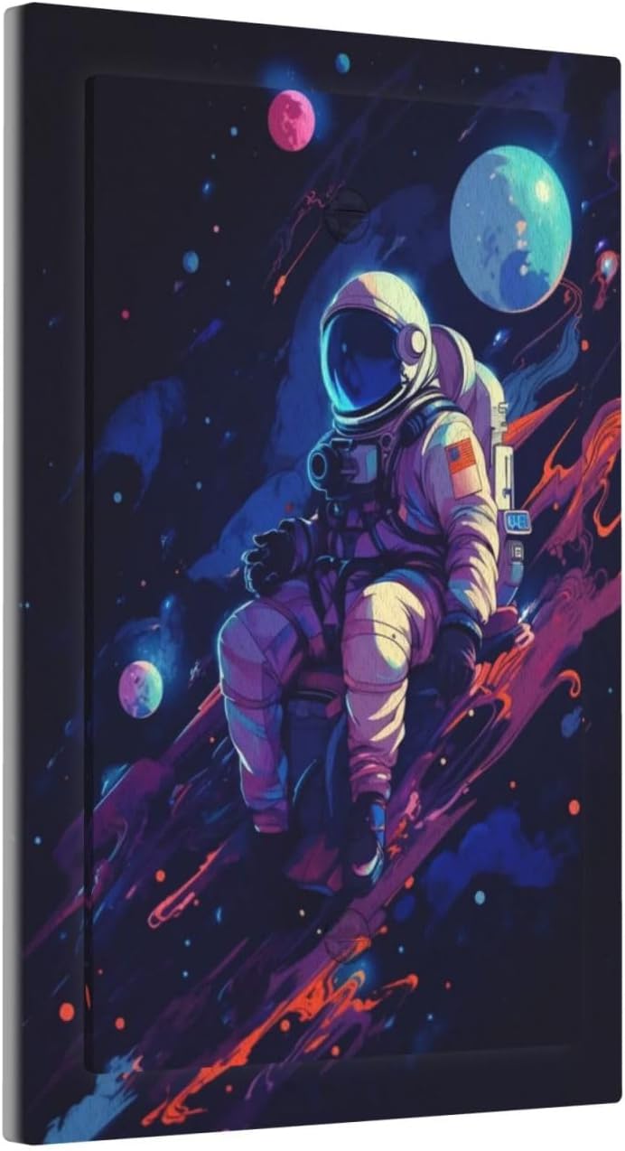Decorative Light Switch Cover Plate Purple Space Astronaut Planet 1 Gang No Device Single Blank Outlet Covers Wall Plate Cover Switchplate Electrical Face Plate for Bedroom Home Decor