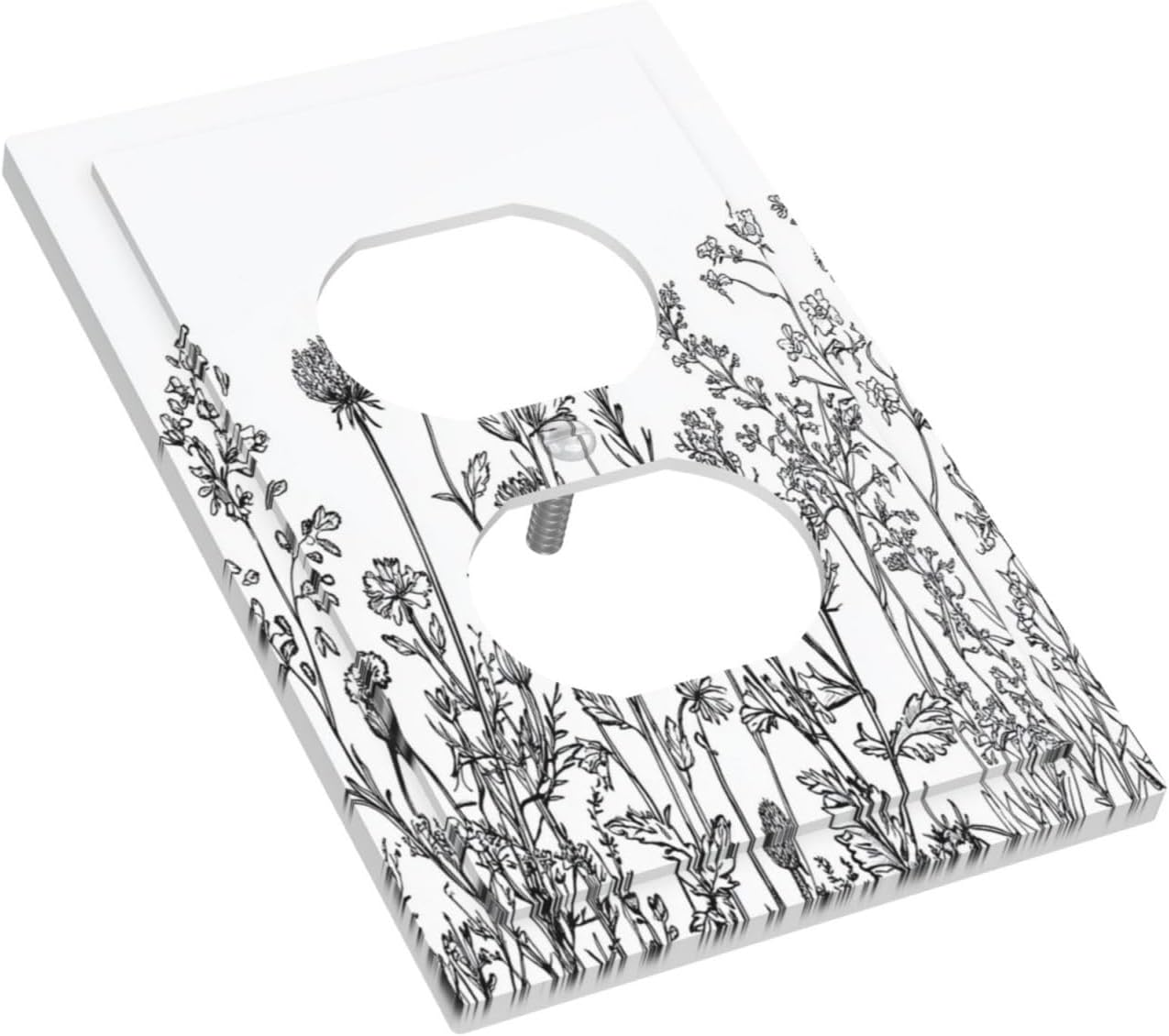 Outlet Covers Floral Wildflower Rustic Plant Leaves 1 Gang Duplex Light Switch Cover Decorative Switch Plates Electrical Receptacle Faceplate Wall Plate For Farmhouse Cabin Decor