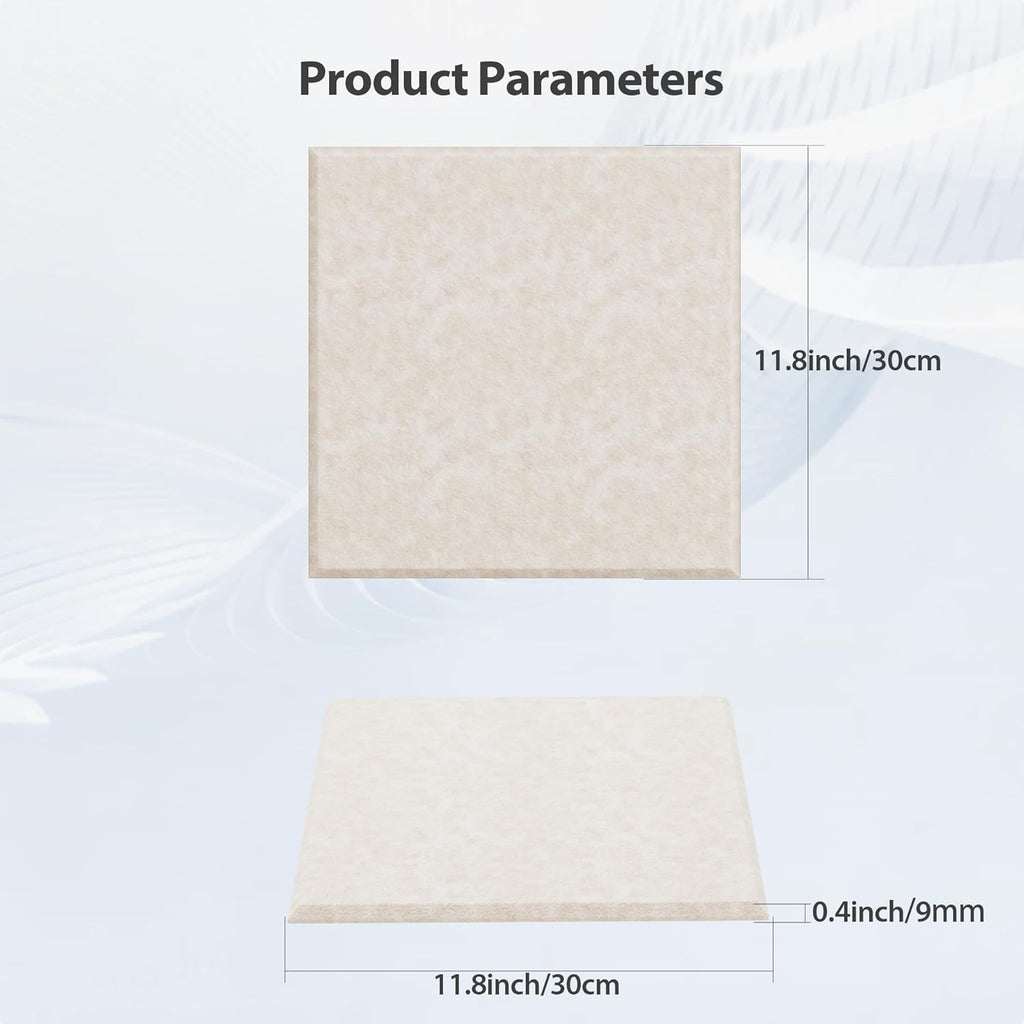 12 Pack Acoustic Panels Self Adhesive Sound Proof Foam, High Density Sound Acoustic Panel, 12X12X0.4 Inch Square Panels in Home, Office, Reccording Room, Studio,and more(Beige)