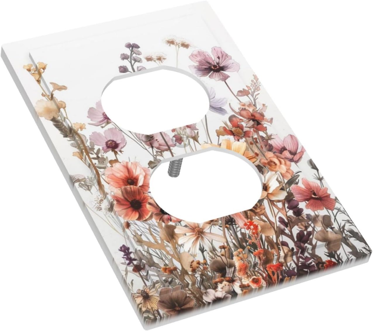 Boho Nursery Wildflower Flora Vintage Flower Outlet Covers 1 Gang Duplex Light Switch Cover Decorative Switch Plates Electrical Receptacle Faceplate Wall Plate for Bedroom Living Room Decor