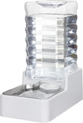 Automatic Dog Water Dispenser: White 9L Stainless Steel Gravity Feeder - BPA-Free Large Capacity for Pets