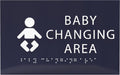 6" X4" Baby Changing Area Sign | Tactile Graphics Grade 2 Braille Text Baby Care Sign| ADA Compliant Wall Mount Plastic Restroom Sign for Hospital, Offices, Clinics and Apartments