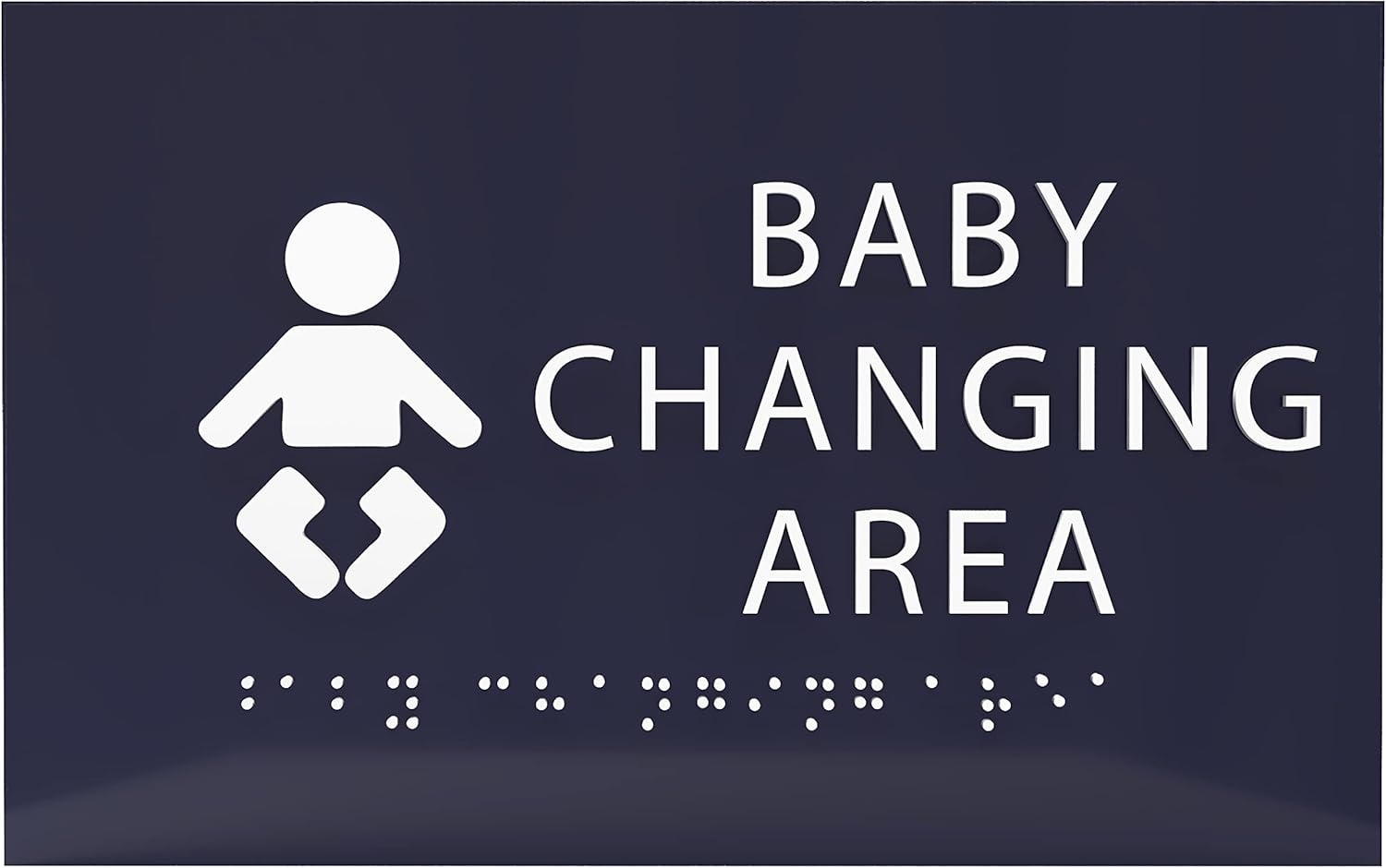 6" X4" Baby Changing Area Sign | Tactile Graphics Grade 2 Braille Text Baby Care Sign| ADA Compliant Wall Mount Plastic Restroom Sign for Hospital, Offices, Clinics and Apartments