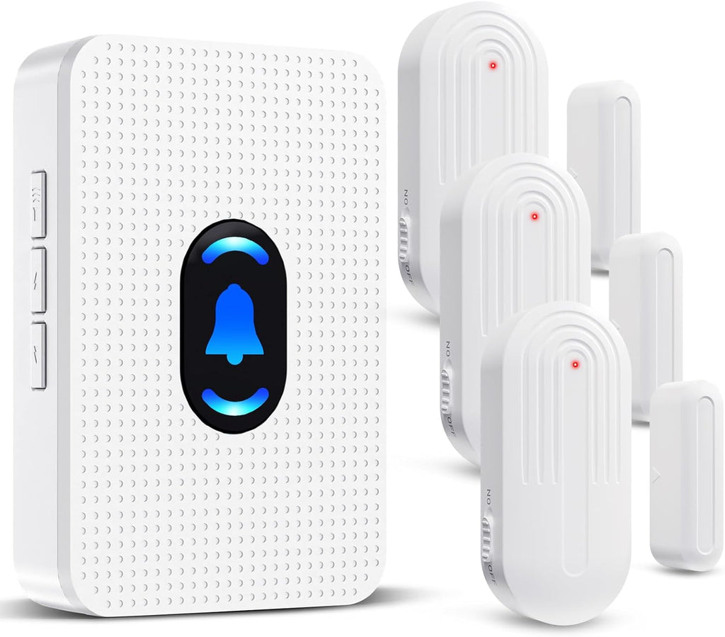 Daytech Wireless Door Chime Alarm System - 800ft Long Range, 20 Melodies, 5 Volume Levels, 3 Sensors + 1 Receiver for Business, Home & Office Entry Alerts