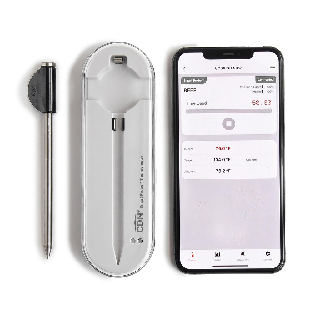 CDN Smart Probe Bluetooth Meat Thermometer | Wireless Digital Thermometer with NSF Certified Probe | Remote Temperature Monitoring via App for iOS & Android | for Oven, BBQ, Grill, Smoker | STP212