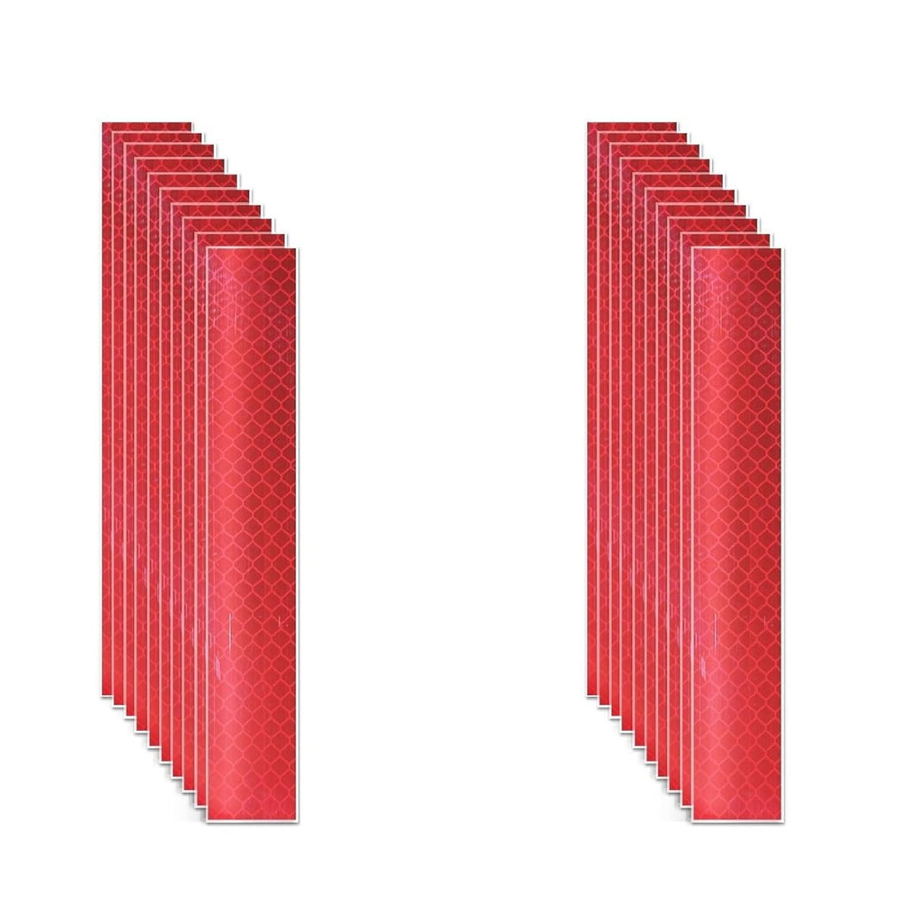 Non Fading Red Reflective Stickers 1 inch X 6 inch, Outdoor Waterproof High Visibility Warning Safety Adhesive Reflector Tape (20 Pcs)