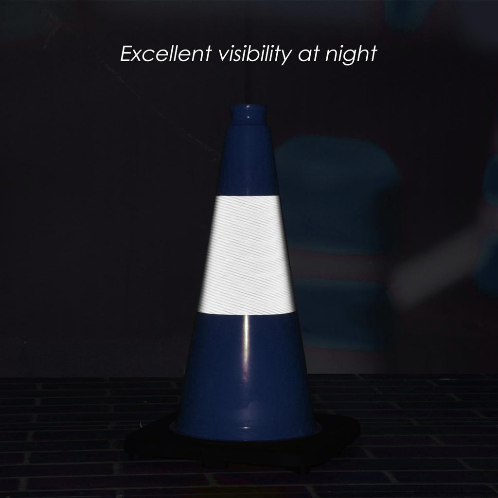 6 Pack 18" Inch Blue PVC Traffic Cones with Heavy-Duty Base, High-Visibility All-Weather Safety Cones for Road Construction, Parking Lot, and Garage Use (6, Blue, 18" Medium)
