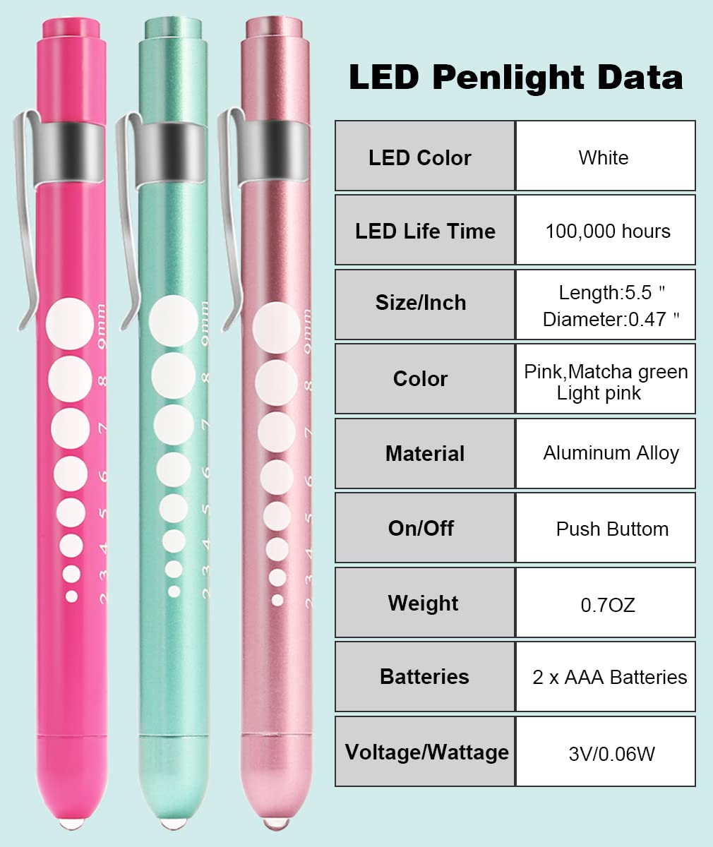 MEUUT 3 Pack Pen Lights for Nurses with 6 Batteries – Medical Penlights Nurse Accessories for Work, Perfect Nursing Student Essentials Medical Supplies for Nurses Doctors EMT Trauma