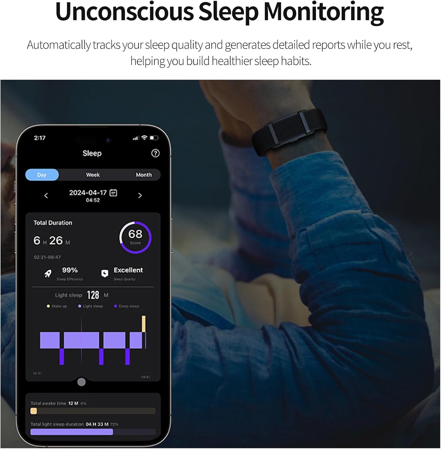 Smart Bracelet,Activity Trackers for Man&Women,Fitness Tracker Band, 24H Sleep Tracker,All-Day Continuous Heart Rate Blood Pressure Stress HRV Monitor,170+ Sport Mode with Free APP (Black)
