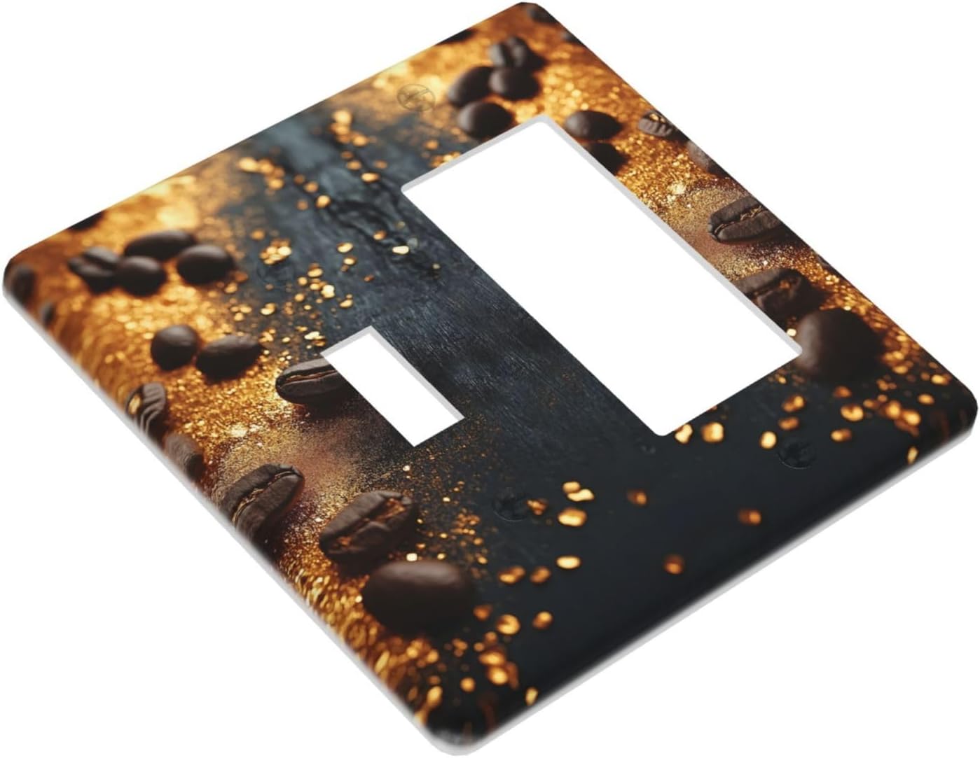 Decorative Outlet Covers Black Wood Board Gold Dust Coffee Beans 2 Gang 1 Gang Wall Plate Cover Single Toggle Rocker Combo Light Switch Cover Plate Face Plate