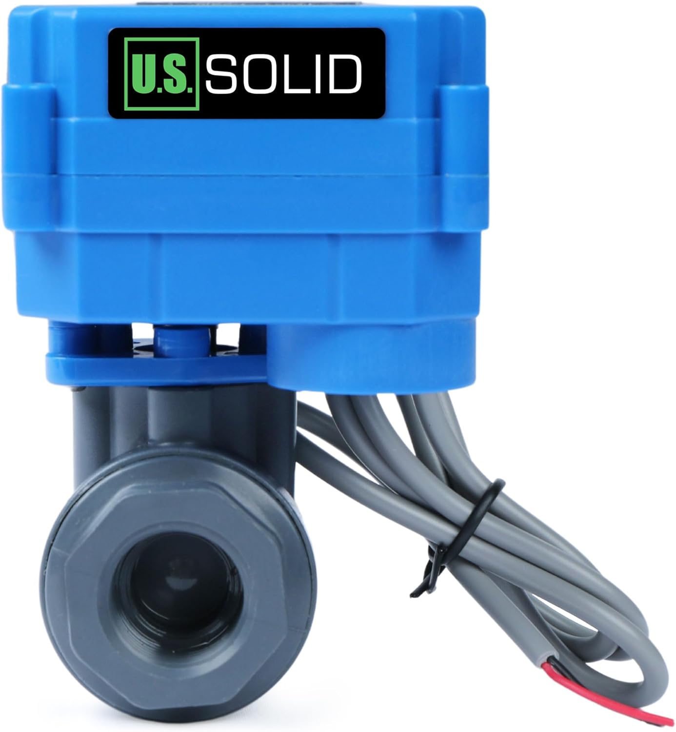 U.S. Solid 1/2 in UPVC Motorized Ball Valve - Plastic Electrical Ball Valve with Full Port, 2 Wire Auto Return, 9-36V AC/DC, Normally Closed