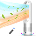 Bladeless Heater and Fan Combo, 1400 Watt Electric Heater and 40 Watt Cooling Fan, 80° Oscillation, All the Season Use, Remote and Touch Control, Office Room, Bedroom Indoor Use, Silver White