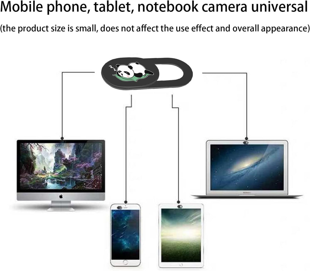 3PCS Phone Camera Cover, 0.02 Inch Laptop Webcam Cover Slide Cover, Webcam Privacy Cover, Keep Your Privacy Safe (Panda Lying Down - Black)