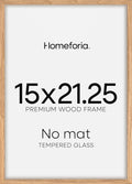 Homeforia 15x21.25 Puzzle Frame Wooden, High End Natural Oak 15 x 21.25 Picture Frames Light Wood without Mat, 21.25x15 Poster Frame for Wall, 15by21.25 Thin Frames, Tempered Glass, Wall Kit, Set of 1