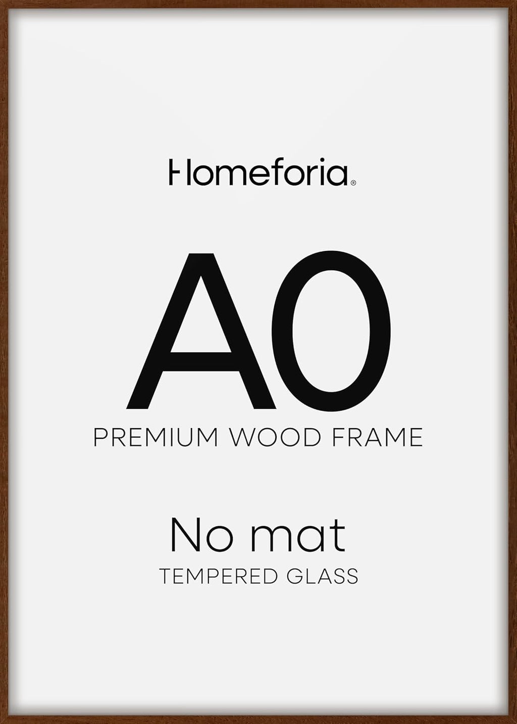 Homeforia A0 Poster Frame Brown, High End Dark Oak 33.1 x 46.8 Wooden Picture Frames Matted to 23.4 by 33.1 Photo, A0 Walnut Wood Frame with Mat A1, 33.1x46.8 Frame, Tempered Glass, Wall Kit, Set of 1