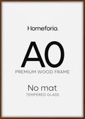 Homeforia A0 Poster Frame Brown, High End Dark Oak 33.1 x 46.8 Wooden Picture Frames Matted to 23.4 by 33.1 Photo, A0 Walnut Wood Frame with Mat A1, 33.1x46.8 Frame, Tempered Glass, Wall Kit, Set of 1