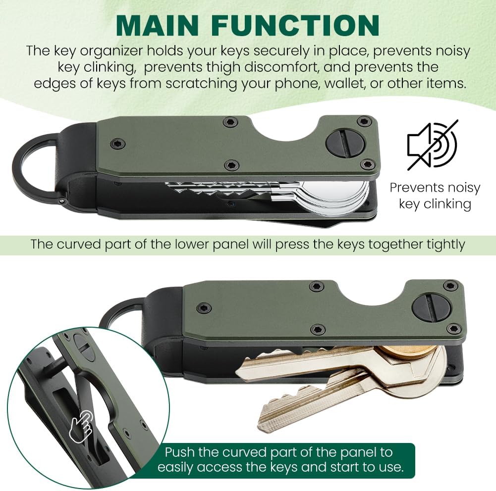 Key Organizer With Key-Handle,Compact Met-allic Key Holder,Met-allic Key-Organizer,Smart Keychain Secures 1-5 Keys