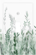 Watercolor Green Leaf Rustic Plant Eucalyptus Flowers Decorative Light Switch Cover 1 Gang Single Toggle Device Electrical Faceplate Switchplates Decorator Outlet Wall Plate for Bed Room Living Room